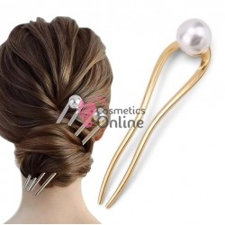 Accesoriu de par modern Japonez pentru cocuri din metal JPN10FF Auriu cu perla